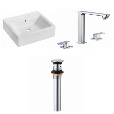 21-in. W Above Counter White Vessel Set For 3H8-in. Center Faucet